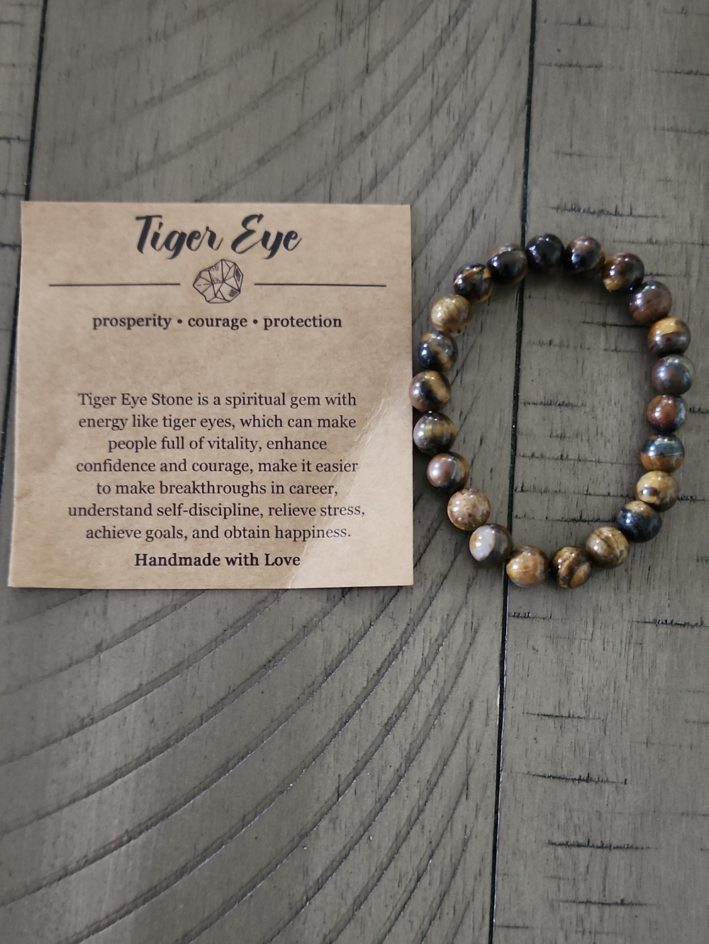 1pc Natural Crystal Bracelets For Women Men - 8mm Semi-Precious Gemstone Beaded